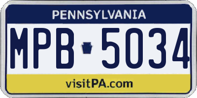 PA license plate MPB5034