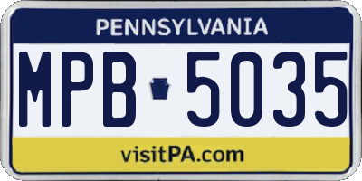 PA license plate MPB5035