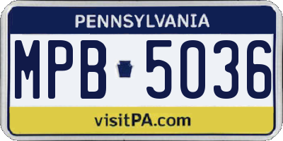 PA license plate MPB5036