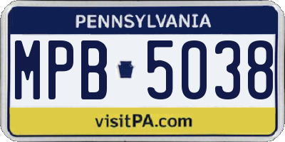 PA license plate MPB5038