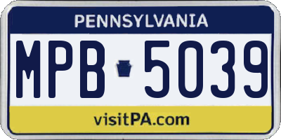 PA license plate MPB5039