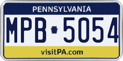 PA license plate MPB5054