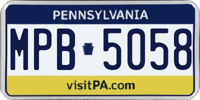 PA license plate MPB5058