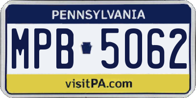 PA license plate MPB5062