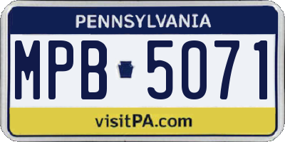 PA license plate MPB5071