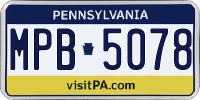 PA license plate MPB5078