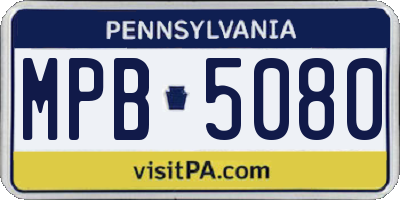 PA license plate MPB5080