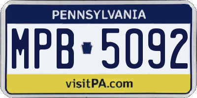 PA license plate MPB5092