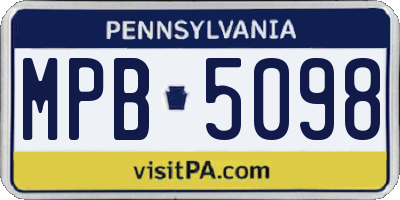PA license plate MPB5098