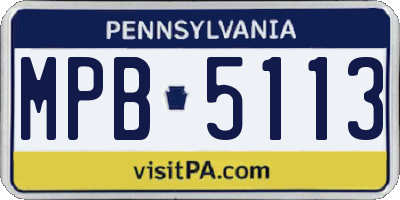PA license plate MPB5113