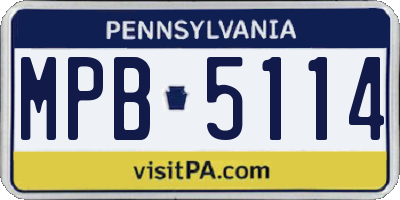PA license plate MPB5114