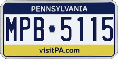 PA license plate MPB5115