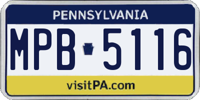 PA license plate MPB5116