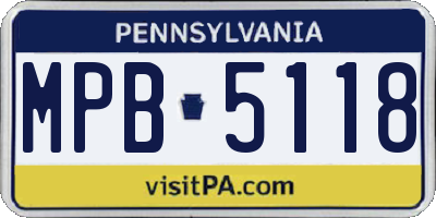 PA license plate MPB5118