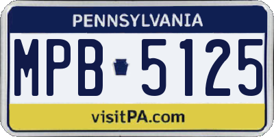 PA license plate MPB5125