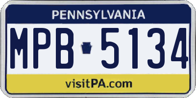 PA license plate MPB5134