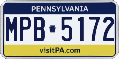 PA license plate MPB5172