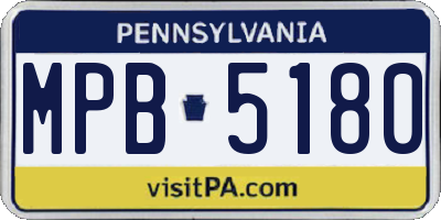 PA license plate MPB5180