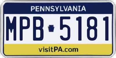 PA license plate MPB5181