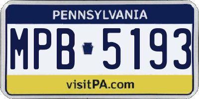 PA license plate MPB5193