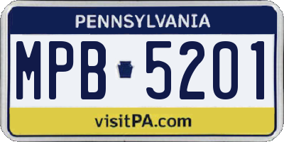 PA license plate MPB5201