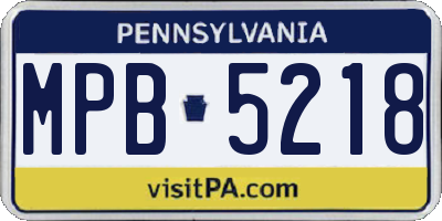 PA license plate MPB5218