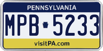 PA license plate MPB5233