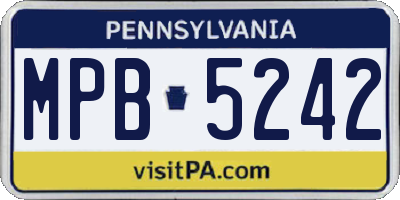 PA license plate MPB5242