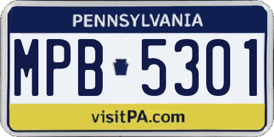 PA license plate MPB5301