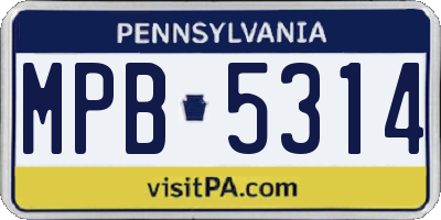 PA license plate MPB5314