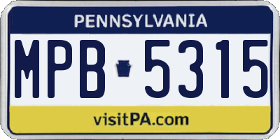 PA license plate MPB5315