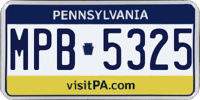PA license plate MPB5325