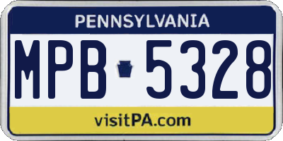 PA license plate MPB5328