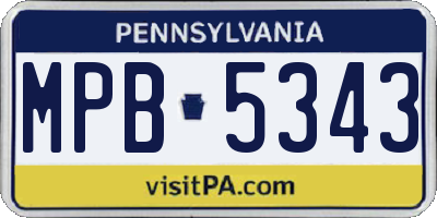 PA license plate MPB5343
