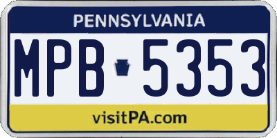 PA license plate MPB5353