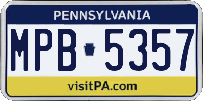 PA license plate MPB5357