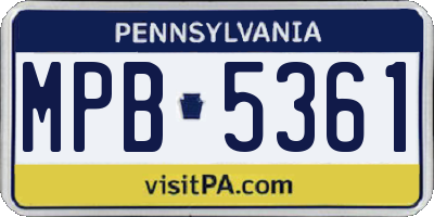 PA license plate MPB5361