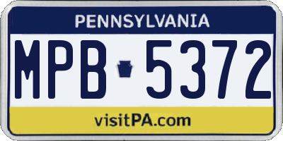 PA license plate MPB5372