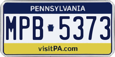 PA license plate MPB5373
