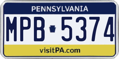 PA license plate MPB5374