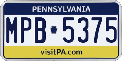 PA license plate MPB5375