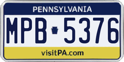 PA license plate MPB5376