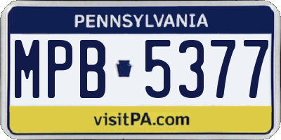 PA license plate MPB5377
