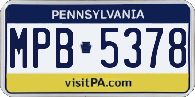PA license plate MPB5378