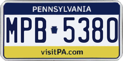 PA license plate MPB5380