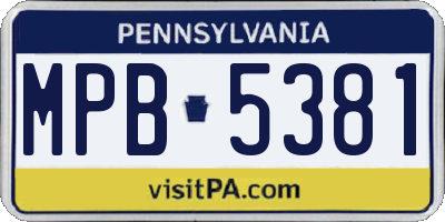 PA license plate MPB5381