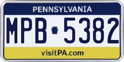 PA license plate MPB5382