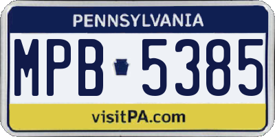 PA license plate MPB5385