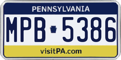 PA license plate MPB5386
