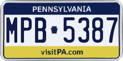 PA license plate MPB5387